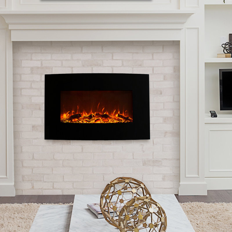 Orren Ellis Carrera Curved Wall Mounted Electric Fireplace Wayfair.ca